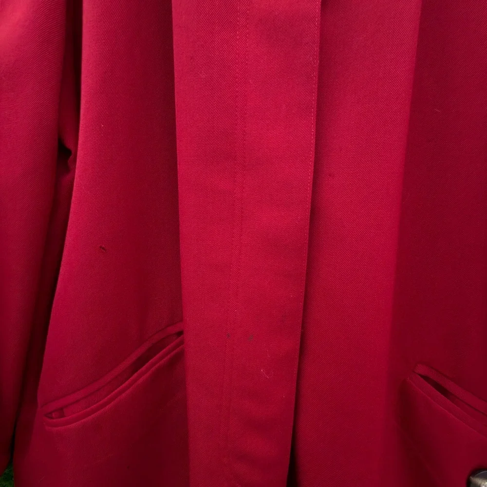 Hugo‎ Buscati Collection Red Trench Coat Womens Large Made In USA Classic Chic